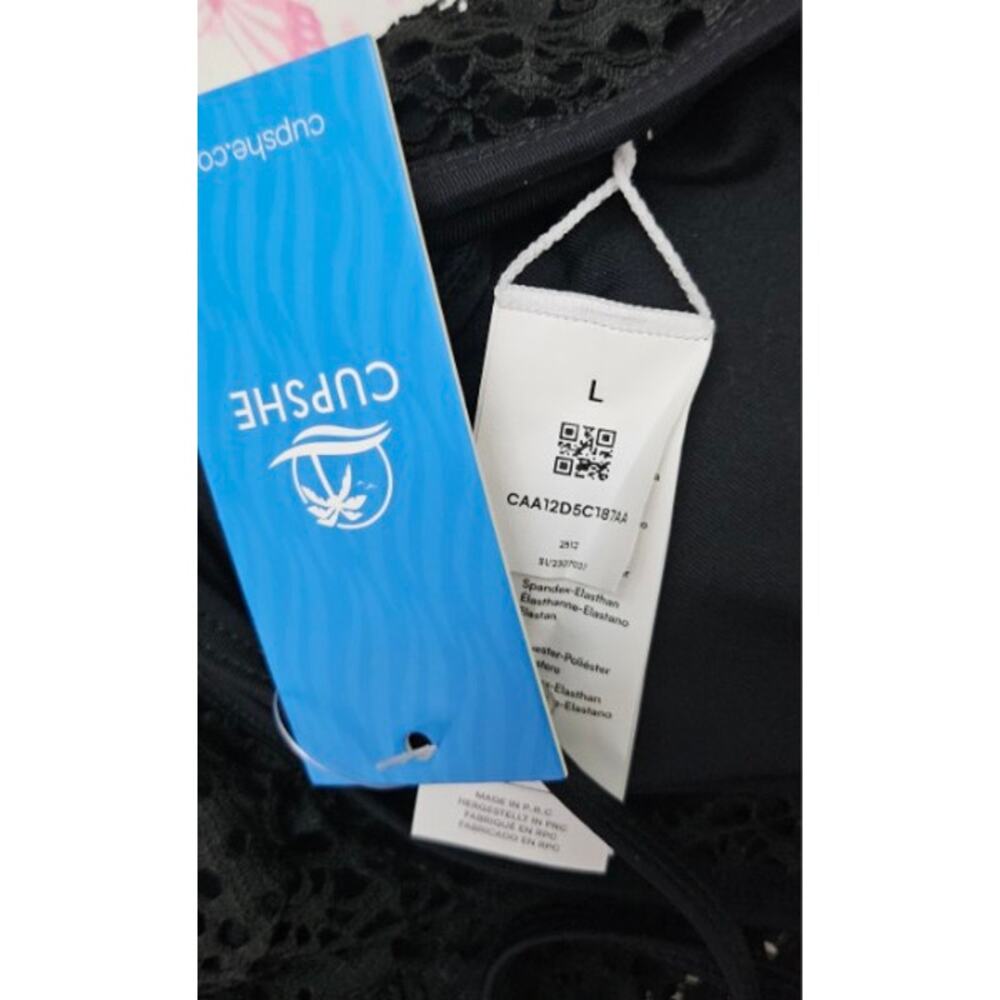 ◇35 MSRP $32 NWT CUPSHE SERENITY SANDS BLACK TANKINI SET ♡SIZE L♡ - Picture 7 of 7